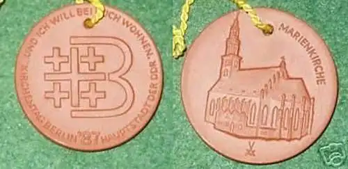 schöne DDR Porzellanmedaille Kirchentag Berlin 1987