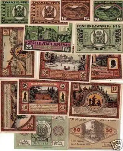 14 Banknoten Notgeld der Stadt Ilmenau 1921