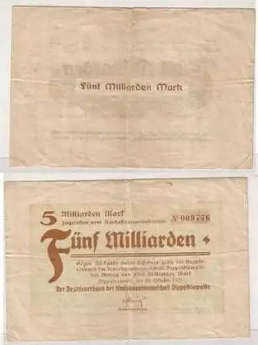 Banknote Inflation 5 Milliarden Mark Amtshauptmannschaft Dippoldiswalde 1923