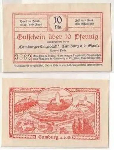 10 Pfennig Banknote Camburger Tageblatt Robert Peitz