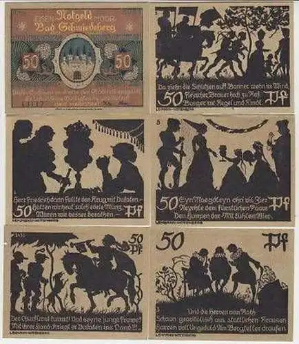 6 Banknoten Notgeld Stadt Bad Schmiedeberg 1921