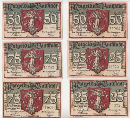 6 Banknoten Notgeld Komplette Serie Stadt Buttstädt o.D. (1921)