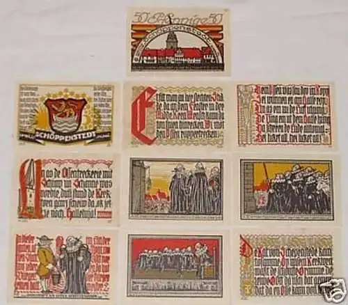 10 Banknoten Notgeld der Stadt Schöppenstedt um 1922