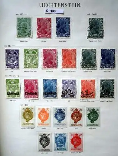 seltene Briefmarkensammlung Liechtenstein 1912 bis 1935 sehr umfangreich