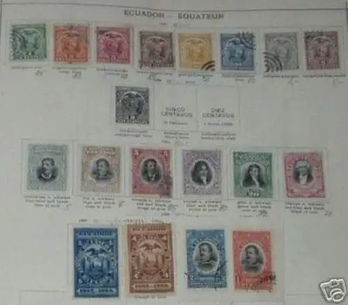 18 seltene Briefmarken Ecuador vor 1900