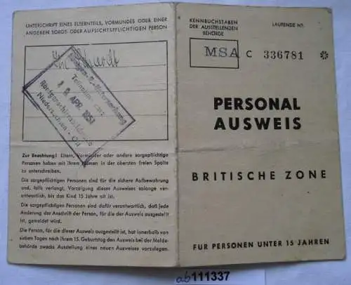 seltener Personal Ausweis der britischen Zone 1958 (111337)