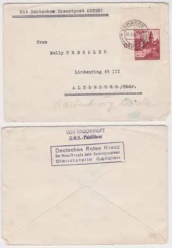 907941 Brief mit Briefmarken Generalgouvernement Lemberg DRK 1942