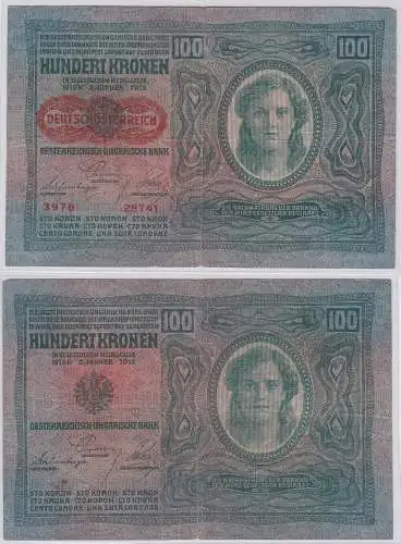 100 Kronen Banknote Österreichisch Ungarische Bank 2.1.1912 (149348)