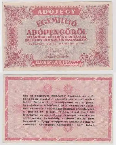 1 Million Adopengö Banknote Ungarn 25.5.1946 Pick 140 (142386)