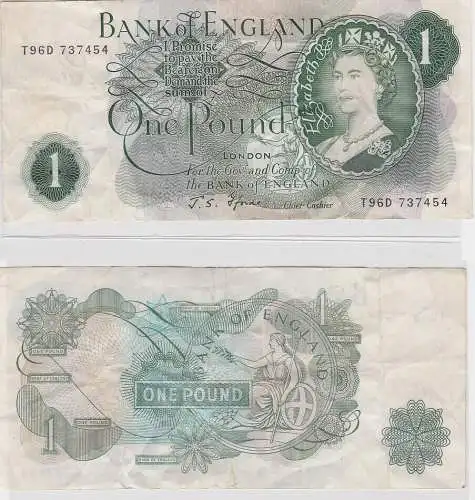 1 Pound Pfund Banknote Bank of England Großbritannien 1960-78 Pick 374e (143040)