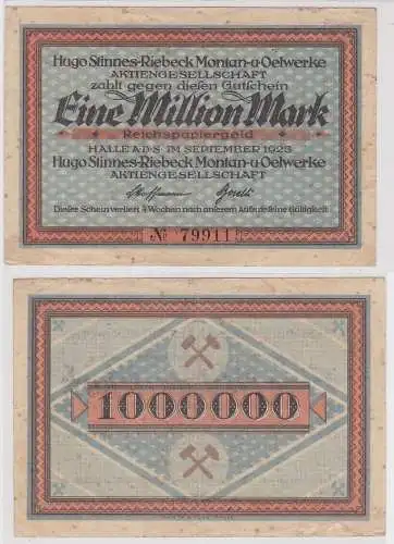 1 Million Mark Banknote Halle Hugo Stinnes Riebeck Montan Sept. 1923 (141853)