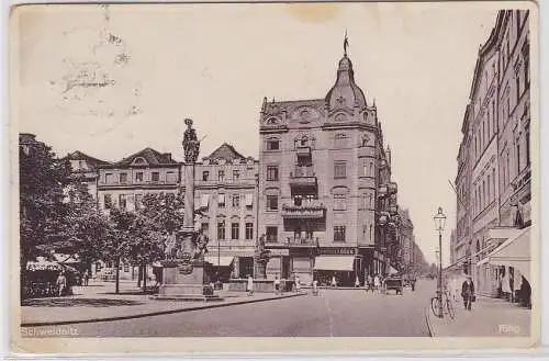 902303 Ak Schweidnitz Świdnica Ring mit Geschäften 1932