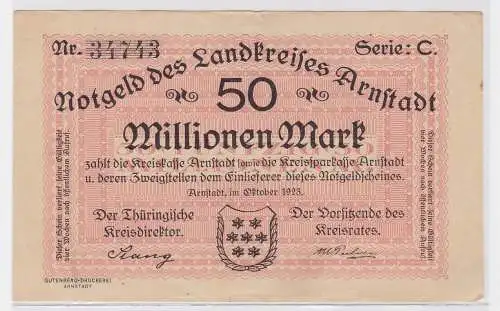 50 Millionen Mark Banknote Landkreis Arnstadt Oktober 1923 (122431)