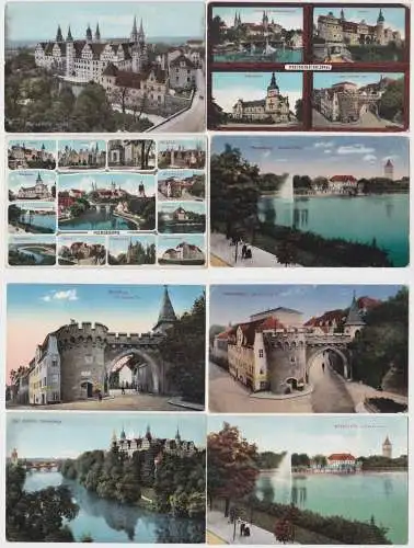 88695 Ak 8x Merseburg - Schloß, Rathaus, Krummes Tor, Ständehaus, Waterloobrücke