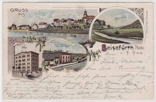 99331 Ak Lithographie Gruß aus Beiseförth an der Fulda 1900