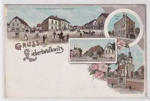 52006 Ak Lithographie Gruß aus Liebertwolkwitz Postamt usw. um 1900