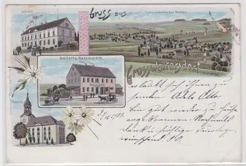 06052 Ak Lithographie Gruß aus Großwaltersdorf Restaurant usw. 1906