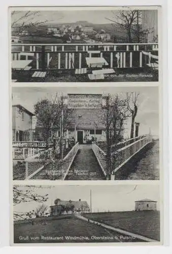 90309 Mehrbild Ak Gruß vom Restaurant Windmühle Obersteina bei Pulsnitz 1933