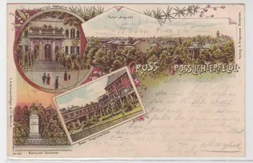 26496 Ak Lithographie Gruss aus Großlichterfelde Hennigs Festsäle, Bazar 1898