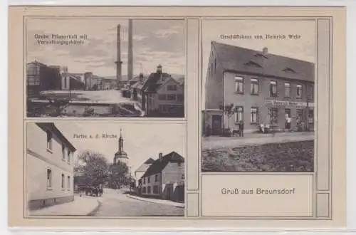 63917 Mehrbild Ak Gruß aus Braunsdorf Grube Pfännerhalle, Geschäftshaus usw.