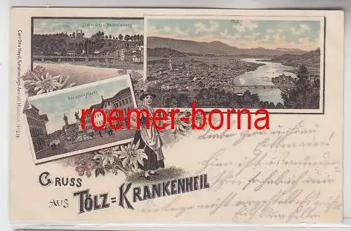 77567 Ak Lithografie Gruss aus Tölz-Krankenheil 1898