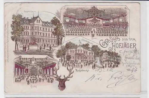 68601 Ak Lithographie Gruß aus dem Hofjäger Magdeburg 1896