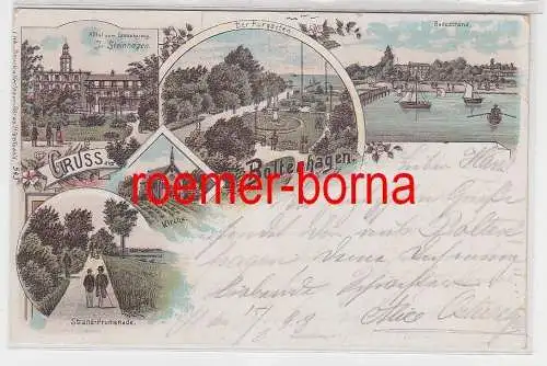 77889 Ak Lithografie Gruss aus Boltenhagen Hotel zum Grossherzog usw. um 1900