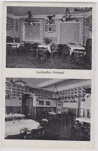 91116 Mehrbild AK Stadtkaffee Ortrand - Innenansicht 1938