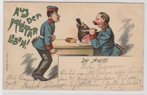 91226 Humor Militär Ak Aus dem Militär Leben! Der Angriff! 1901