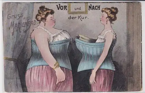 64381 Humor Ak Gruß aus Marienbad Mariánské Lázně um 1910