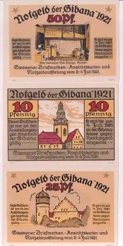 3 Banknoten Notgeld Giessen Gibana Notgeldausstellung 1921 (162801)