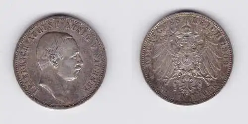 3 Mark Silbermünze Sachsen König Friedrich August 1909 Jäger 135 (119609)