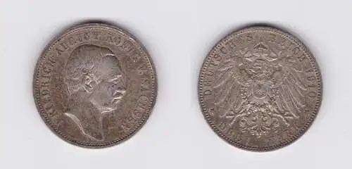 3 Mark Silbermünze Sachsen König Friedrich August 1910 Jäger 135 (119466)