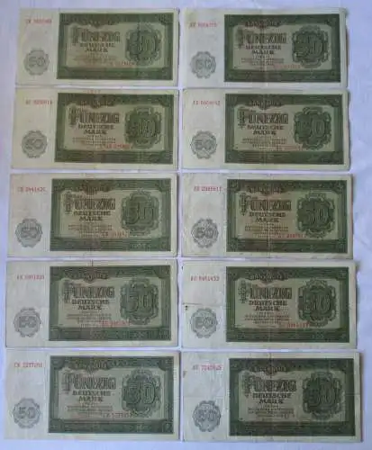 10 x 50 Mark Banknote DDR Deutsche Notenbank 1948 (125267)