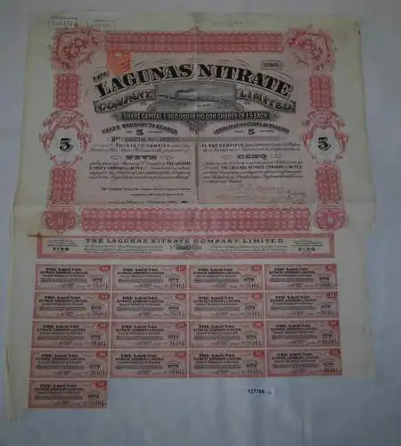 5 Pfund 5 Aktien The Lagunas Nitrate Company 18. Februar 1903 (127766)