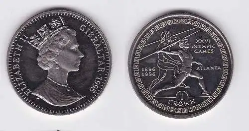 1 Crown Nickel Münze Gibraltar Olympiade Atlanta 1995 Speerwerfer (119705)