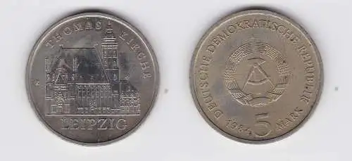 DDR Gedenk Münze 5 Mark Leipzig Thomaskirche 1984 vz (135388)