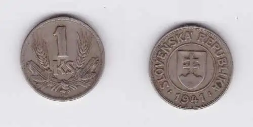 1 Krone Nickel Münze Slowakei 1941 (119889)