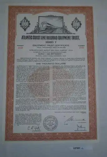 1000 Dollar Aktie Atlantic Coast Line Railroad Equipment Trust 1965 (127301)