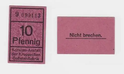 10 Pfennig Banknote Konsum Anstalt der Kruppschen Gußstahlfabrik (119780)