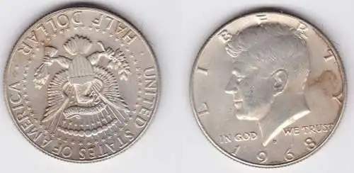 1/2 Dollar Silber Münze USA 1968 (122242)