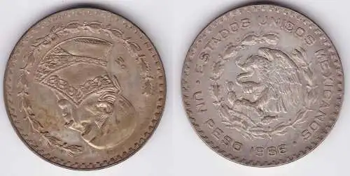 1 Pesos Silber Münze Mexiko J. M. Morelos 1966 (120177)