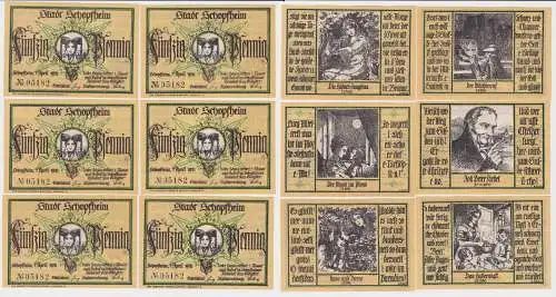 6 Banknoten Notgeld Stadt Schopfheim 1.April 1921 (121160)