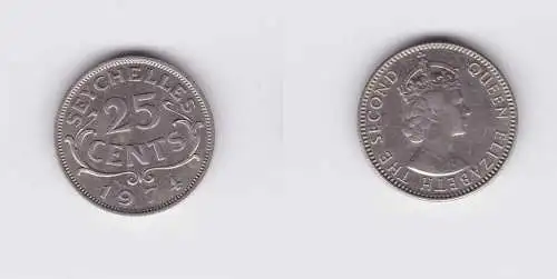 25 Cents Nickel Münze Seychellen 1974 Elisabeth II (119942)