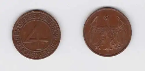 4 Pfennig Kupfer Münze Weimarer Republik 1932 A "Brüning Taler" (134875)