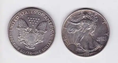 1 Dollar Silber Münze Silver Eagle USA 1992 1 Unze Feinsilber  (119749)