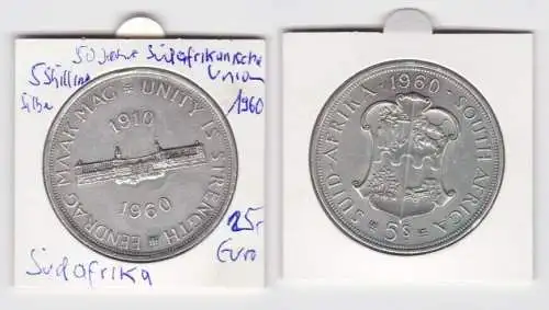 5 Schilling Silber Münze Südafrika 1960 50 Jahre Südafrik.Union (143698)