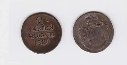 2 Marien Groschen Silber Münze Waldeck und Pyrmont 1820 (119045)