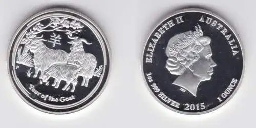 1 Unze Ounce Silber Münze Australien Jahr der Ziege 1 Unze Silber 2015 (143733)