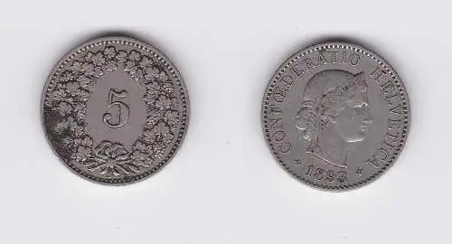 5 Rappen Kupfer Nickel Münze Schweiz 1893 B (118608)